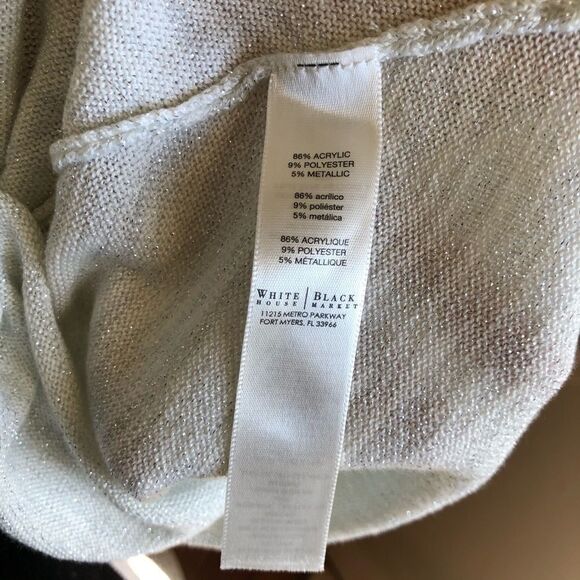 White House Black Market Silver and White Sparkle Asymmetrical Keyhole Dress - Picture 13 of 14